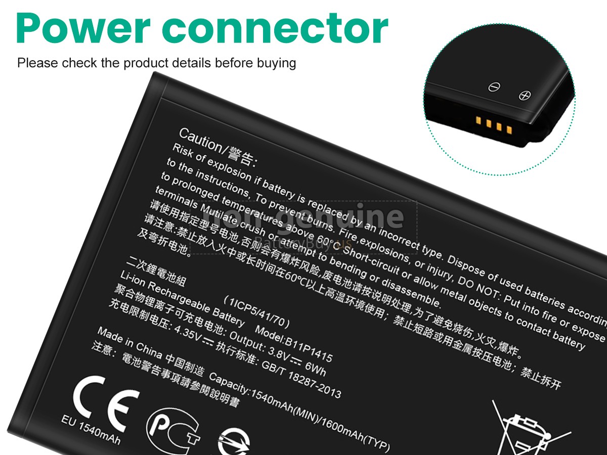 battery for Asus B11P1415