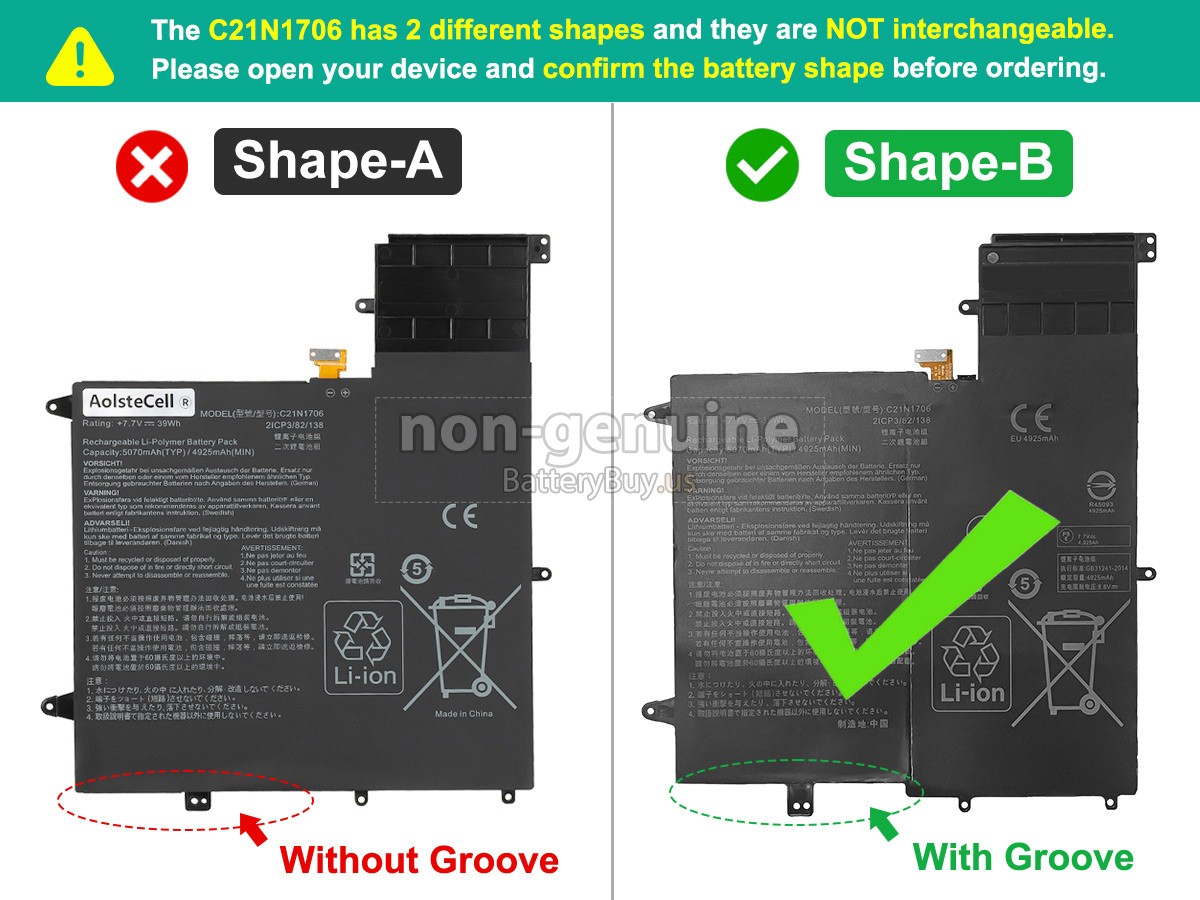 battery for Asus C21N1706(2ICP3/82/138)