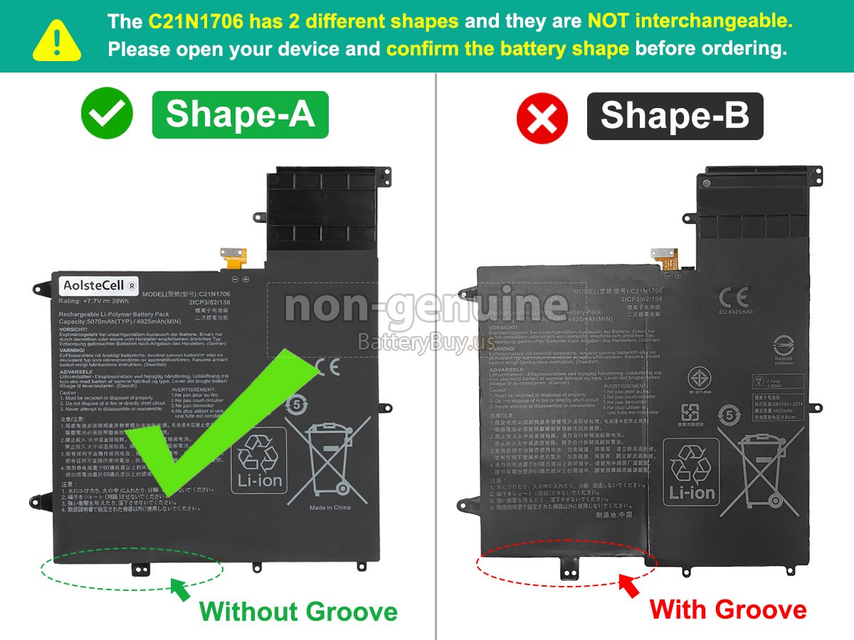 battery for Asus C21N1706(2ICP3/82/138)